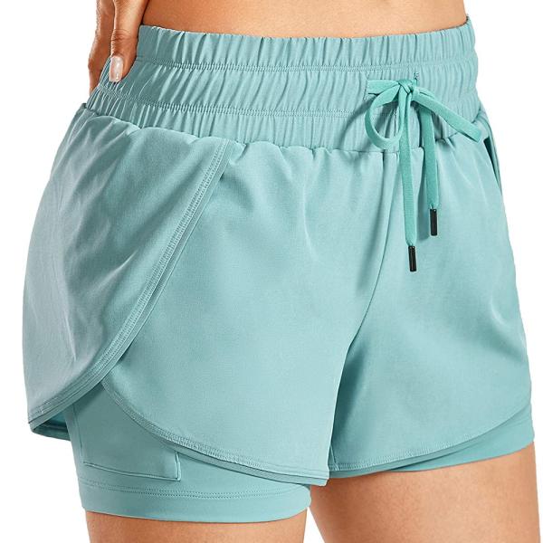 100gsm 2 в 1 тренировке бежать женщин женщин шортов замыкает накоротко двойной слой