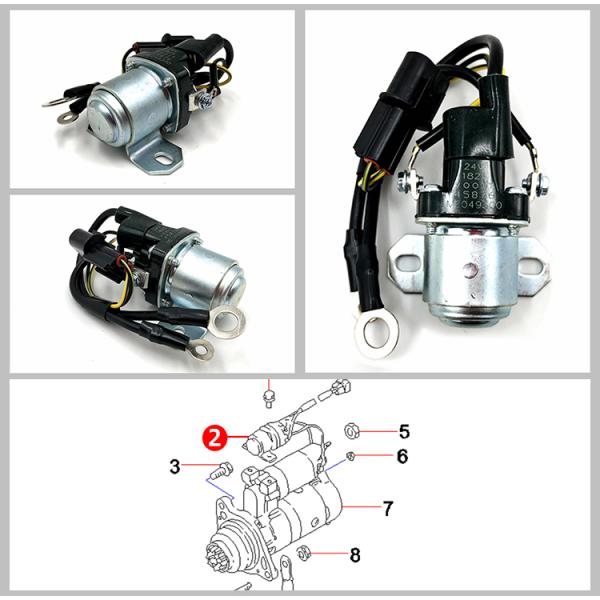Оригинальные детали B240700000471 ME049300 Экскаватор 6D24 Реле стартера двигателя 24В Для Mitsubishi SANY