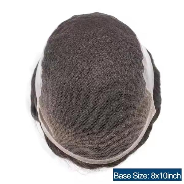 Q6 Human Hair Toupee for Men Soft Swiss Lace Cap with Clear PU Men's Hairpieces Replacement System Patch Medium Density