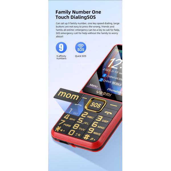 Unlock Sturdy Elderly Mobile Phone GSM 2G Dual card SOS Flashlight 2500mAh battery 2.4 inches
