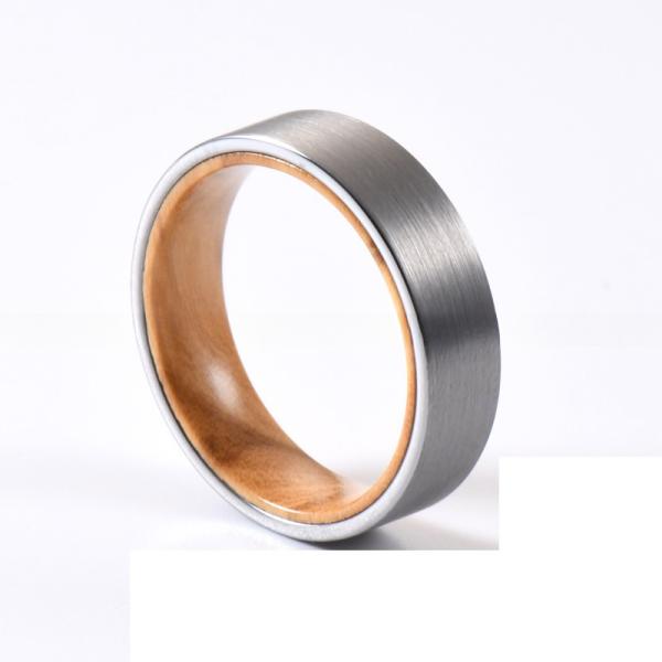 6 mm argentée brossée Tungstène bords plats avec bois d'olivier Ringe de mariage pour hommes femmes Confort Adapté et résistant aux rayures
