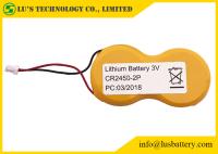 bloco 1200mah cr2450 da bateria da bateria de lítio da pilha 3v do botão 2Pcr2045 com fios e conector