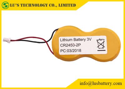 bloco 1200mah cr2450 da bateria da bateria de lítio da pilha 3v do botão 2Pcr2045 com fios e conector