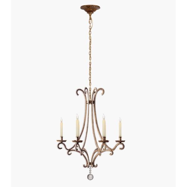 CHC 1552 Comodidad visual pequeña Oslo Lustrero 26,25 altura Brushed hoja de plata dorada Lustrero de cristal de latón de hierro