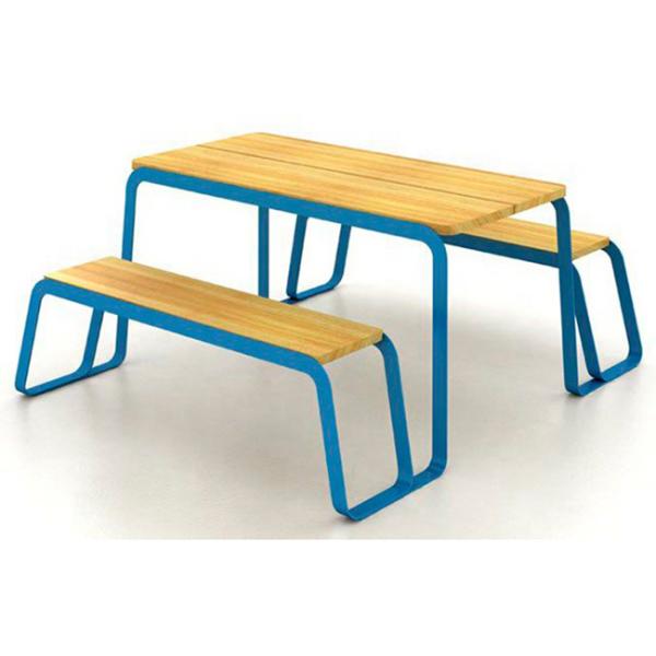 Factory Outlet Customized Steel-wood Table Bench Garden Furniture Picnic Table Modern Design Metal Table