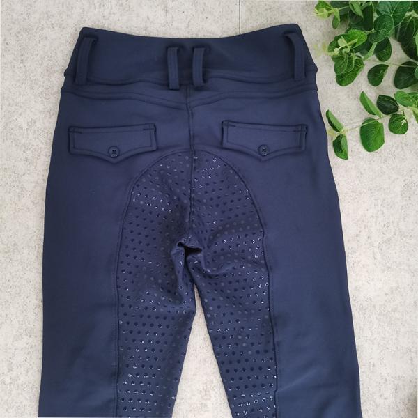 Бриджи сжатия силикона места переднего кармана военно-морского флота брюк верховой езды женщин голубые полные