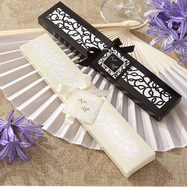 Craft Woman Fans Bamboo Rib Silk Fan Wedding Favor Hand Fans With Gift Box