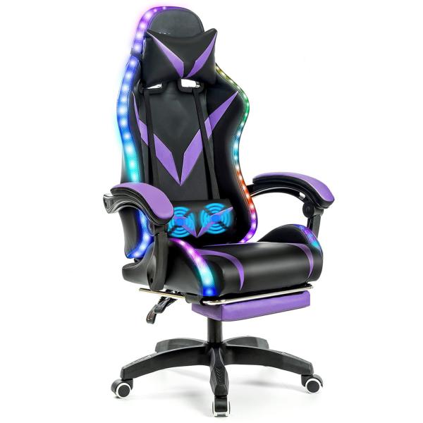 Mail packing Ergonomic RGB Gaming Chair with Massage and Led Lights Swivel Chair Style