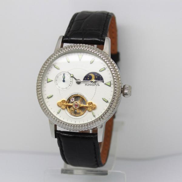 Leather Skeleton Automatic Mechanical Watches For Men Stainless Steel