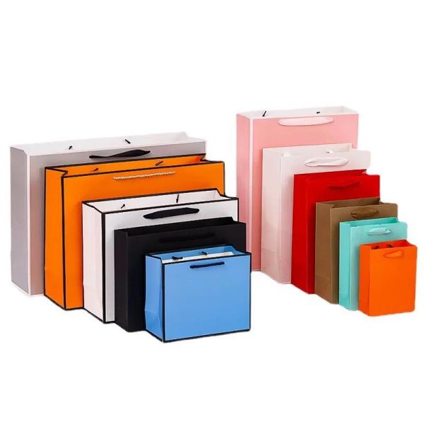 Durable Luxury Modern Design Matte Lamination Art Paper Shopping Bags Handle Customizable Your Logo Digital