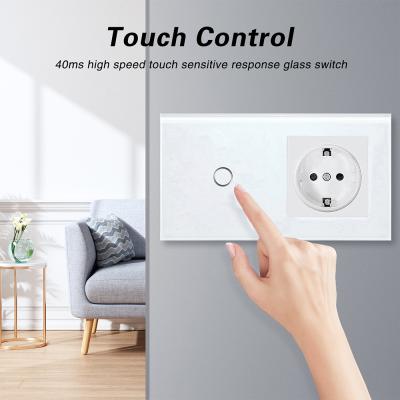 Tipo 146 Interruptor e tomada de tomada de painel de vidro temperado com indicador LED