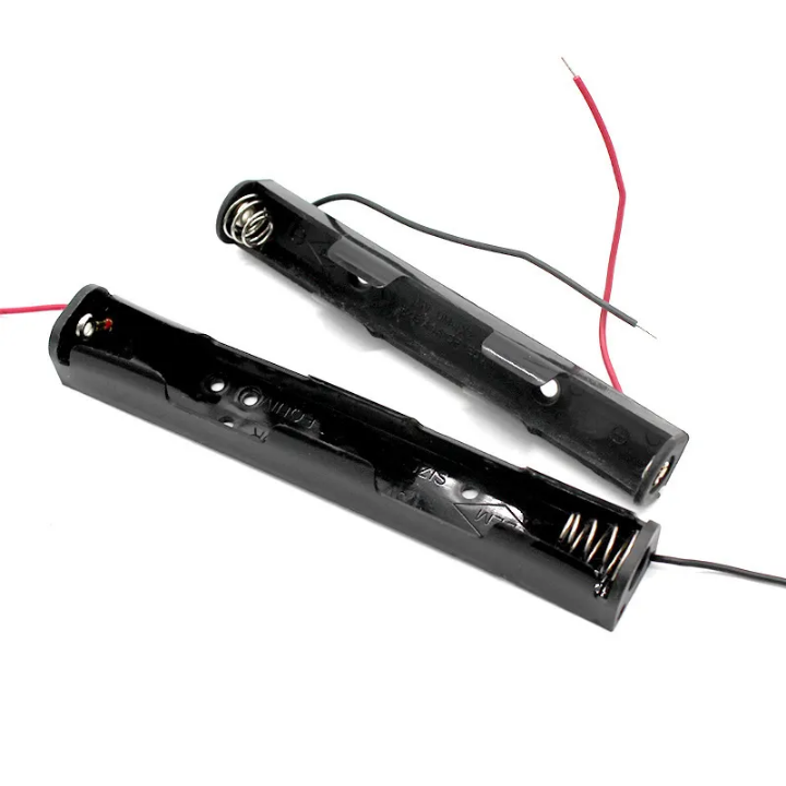 2 AAA long rectangular open battery holders with wires