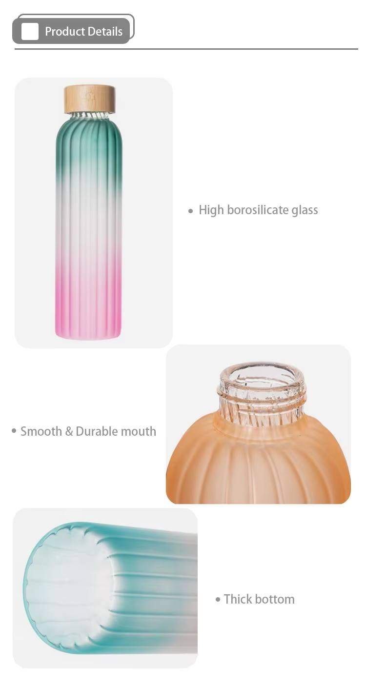 Leak-proof Airtight Lid Borosilicate Glass Water Bottle Dishwasher and Microwave Safe for Hot and Cold Beverages