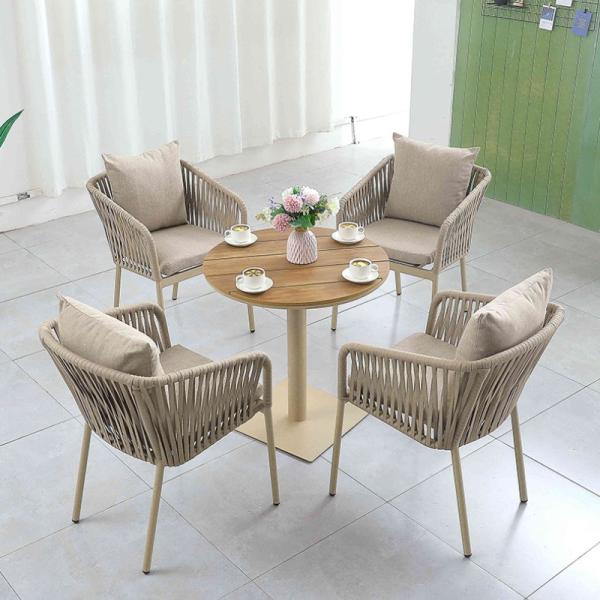 57*58*77cm Modern Garden Outdoor Dining Chair with Aluminum Frame and Woven Rope