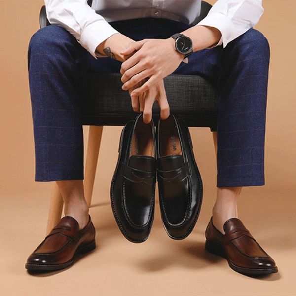 Comfortable Black Men Leather Shoes Rubber Outsole EUR 38-44 For Office & Career