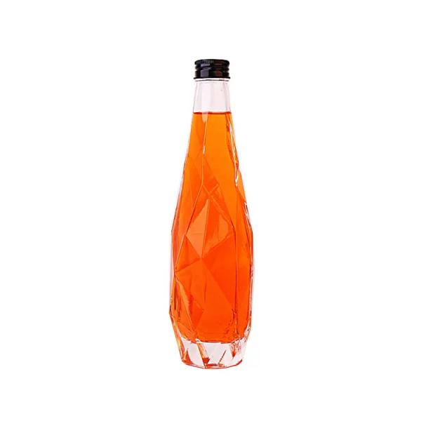 Transparent Rhombus Glass Bottle 350ml 500ml Custom Color Glass Collar Unique Design
