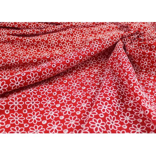 Ткань шнурка простирания шифонового полиэстера отверстии красная, покрашенная ткань платья шнурка цветка