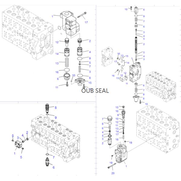 723-40-87170 723-46-17510 наборы колцеобразного уплотнения KOMATSU PC290-8K PC240-8K PC350-8 PC400-8 для машины клапана основного управляющего воздействия стандартной