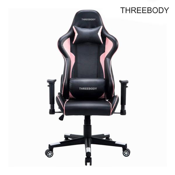High Back Black And Pink Gaming Chair , Swivels 360 Degrees Pu Leather Office Chair