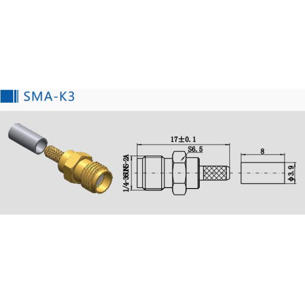 El oro recto femenino del conector coaxial de SMA RF plateó el conector de cable que prensaba
