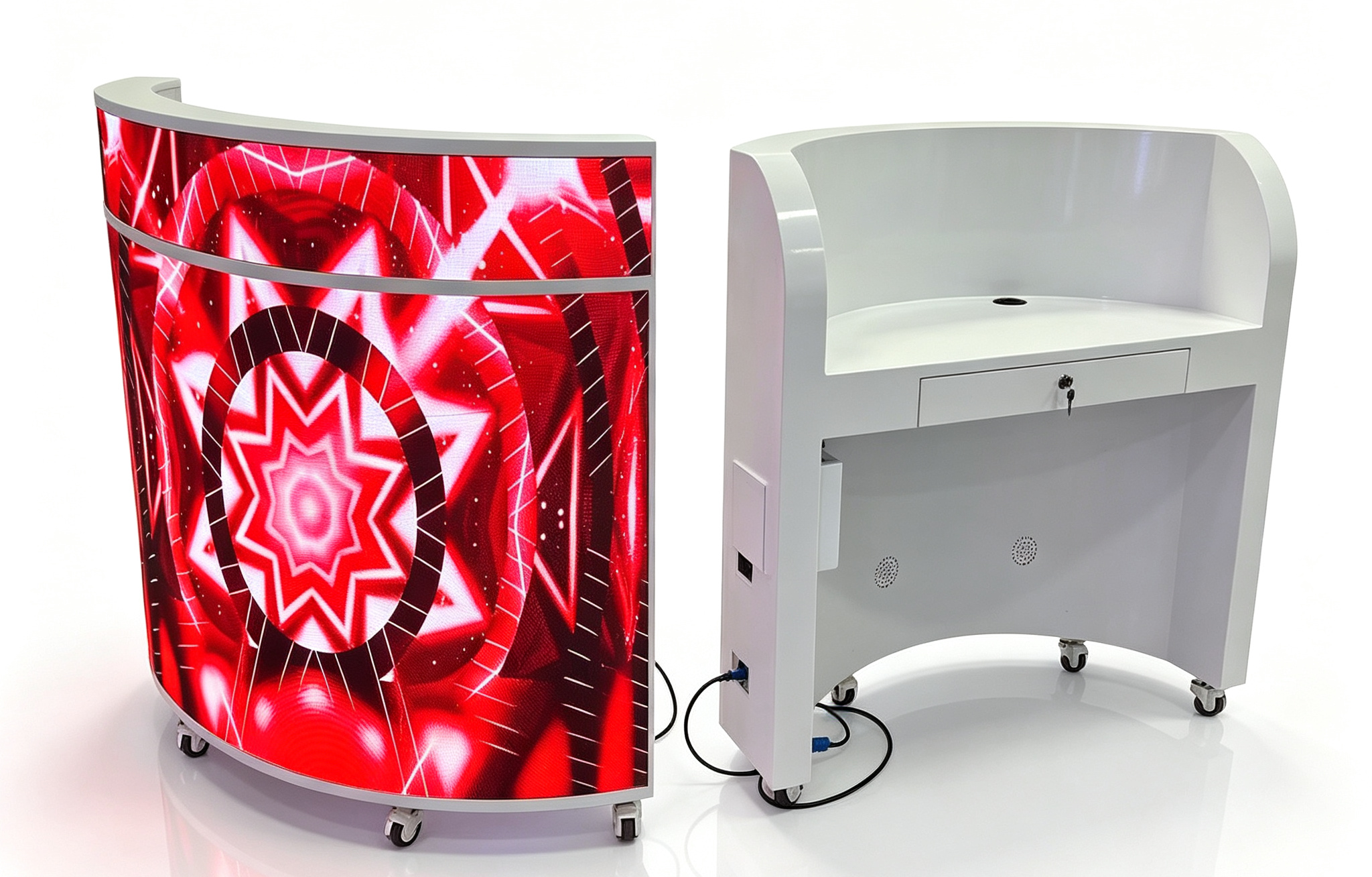 Semi-Circular GOB LED Display with P1.86 Pixel Pitch 650nit Brightness and Magnetic Front Maintenance for Reception Desks