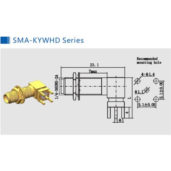 Right Angle Bulkhead Threaded PCB Panel Soldering Mount SMA RF Connector