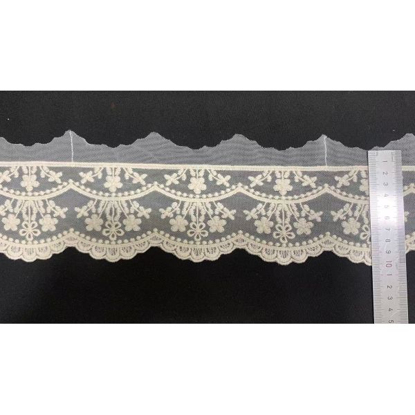 Exquisite French Wave Pattern Eco-Friendly Voile Lace with Water-Soluble Mesh and Embroidery Stretch Fabric
