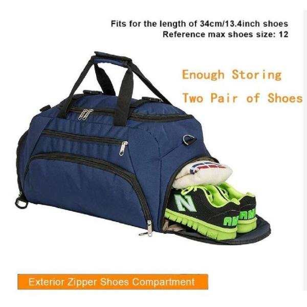 3 Way Waterproof 40L Gym Duffle Bag Backpack With 2 Shoes Compartment
