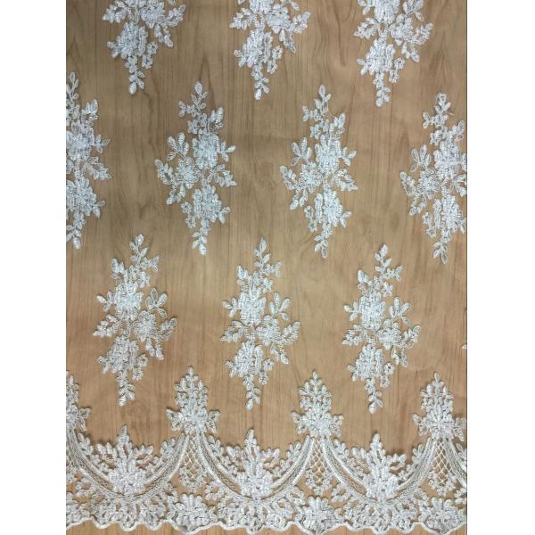 2017 new design embroidry tulle lace fabric  With Cord for Bridal Dress