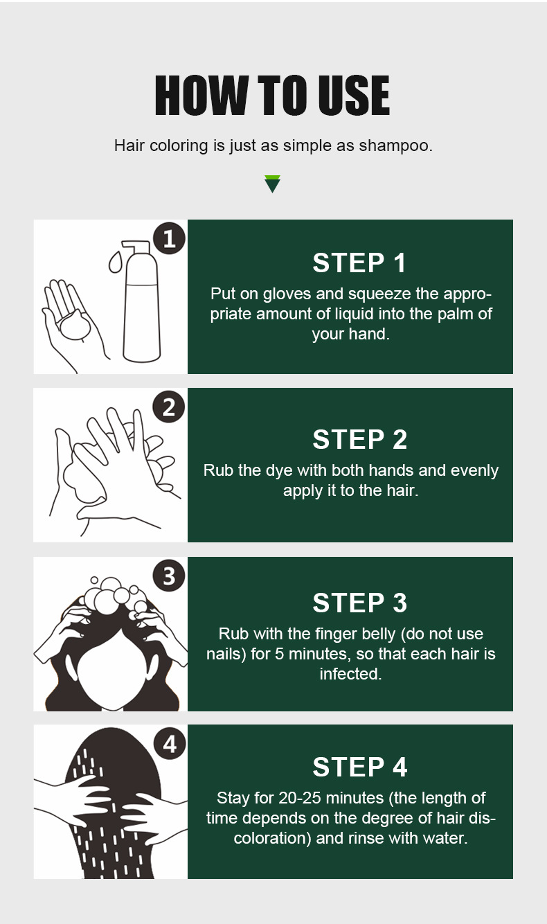 Shampoo Coloration Cheveux Mousse Rapide 3 en 1 Formule Végétale 500ml