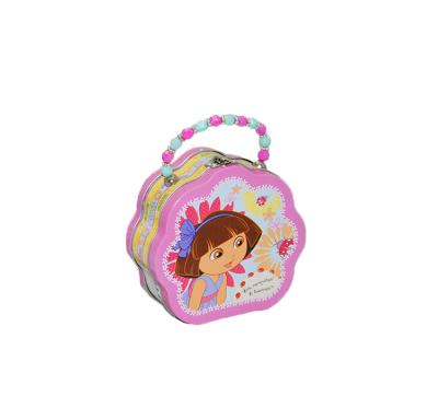 Flower Shape Handle Tin Box Custom Color Printed Logo OEM Service Accepted