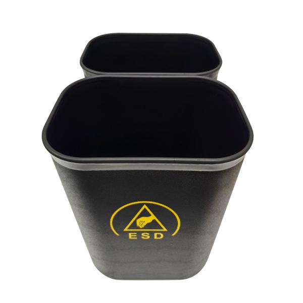 Black ESD Anti-static Plastic Square Dust Free Waste Bin 15L For Cleanroom