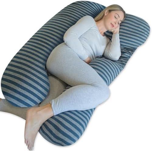 Pharmedoc Pregnancy Pillows, U-Shape Full Body Pillow – Removable Cooling Cover -Dark Grey – Pregnancy Pillows