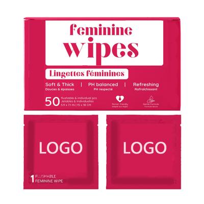 Customized 50 Pack Individual Packaging Scented Feminine Intimate Wipes