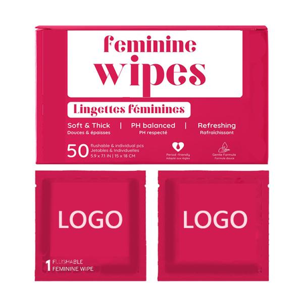 Customized 50 Pack Individual Packaging Scented Feminine Intimate Wipes
