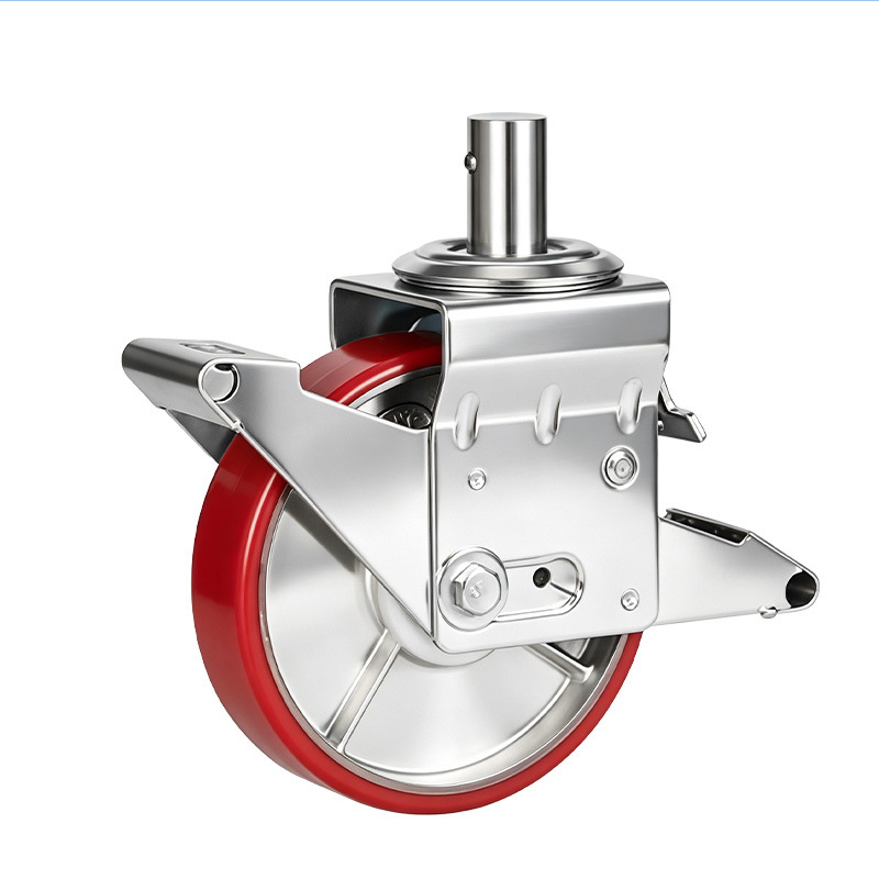 European-style Scaffold Swivel Caster  Dual Brake Heavy-duty Casters Wheels Cast Iron Polyurethanewheels Flat Wheels