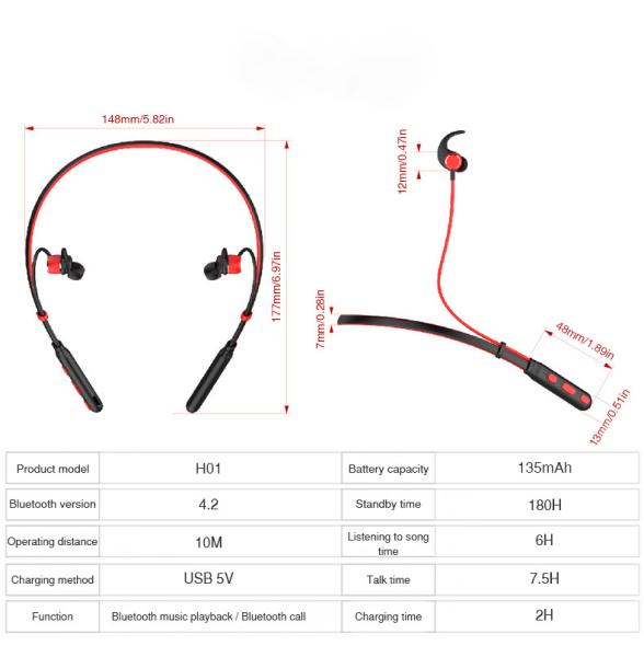 Bluetooth Earphone Headphone Sport Wireless Headphones IPX5 Waterproof Wireless Earphones Headset with mic for Phone