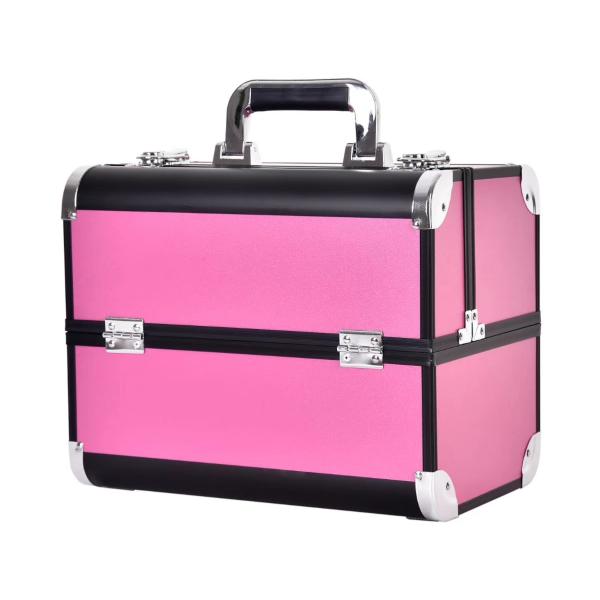 Большая алюминиевая коробка красоты с пластиковыми подносами