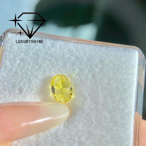 LuxuryShine VVS-VS Diamant de laboratoire Fancy Yellow/Light Yellow/Fancy Intense/Vivid Yellow 1CT 2CT 3CT 4CT 5CT Taille Ovale Excellent Avec Certificat & Bijoux Personnalisés