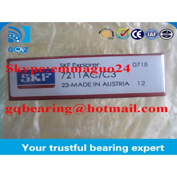 Rolamentos de contacto angulares de precisão de aço cromado, rolamentos de esferas de ranhura profunda 7211AC C3 / tamanho 55*100*21