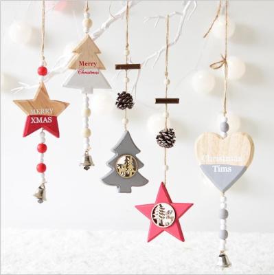 New Year Wood craft Christmas Ornaments Pendant Hanging Gifts star heart Xmas Tree Decor  Home party christmas decor
