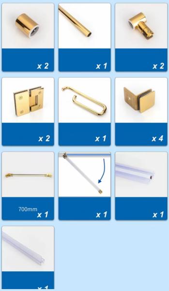 Shower Room Glass Door Round Pipe Hinge Easy Installation Adjustable