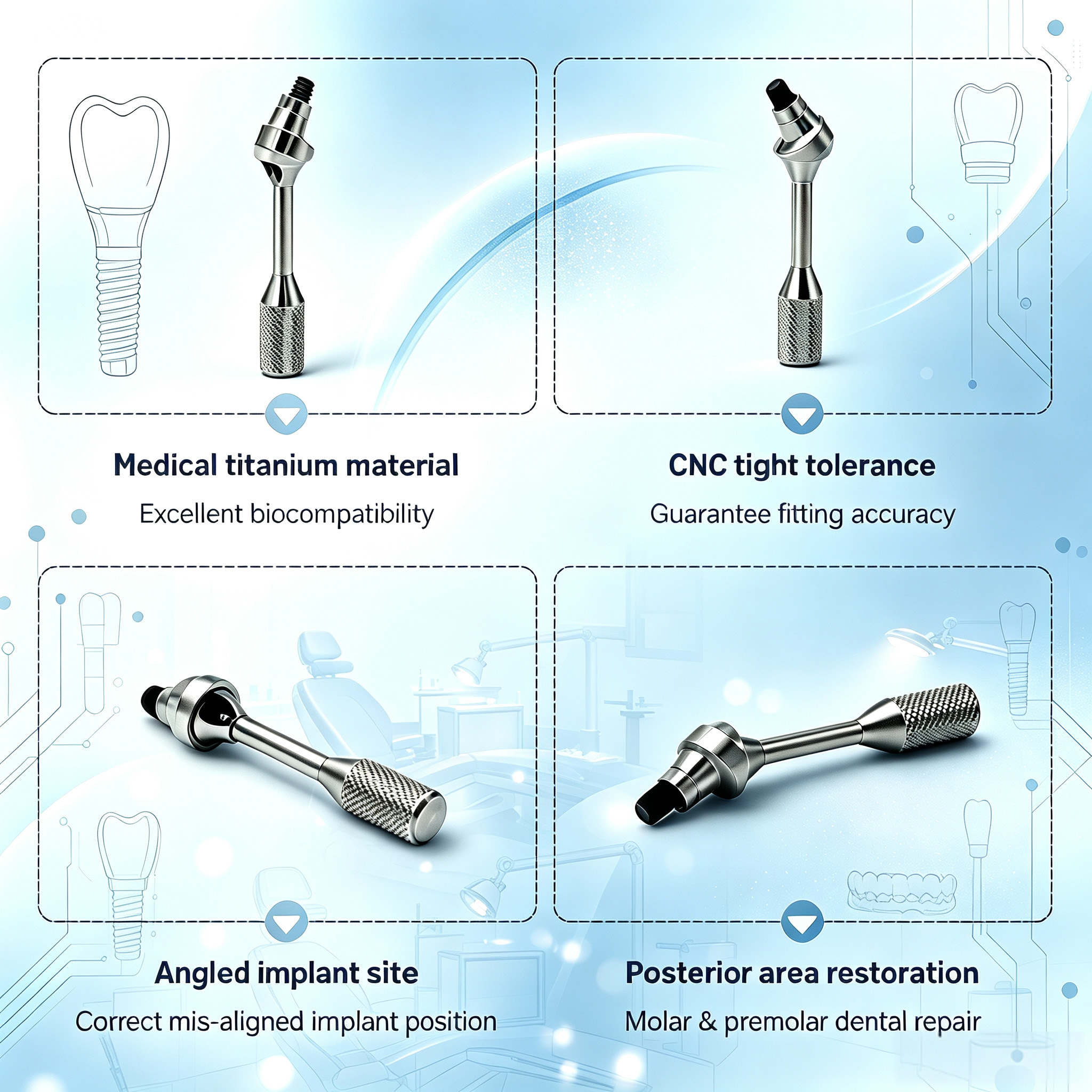 Customized TC4 Titanium Alloy Angled Composite Abutment with Precise Positioning Structure