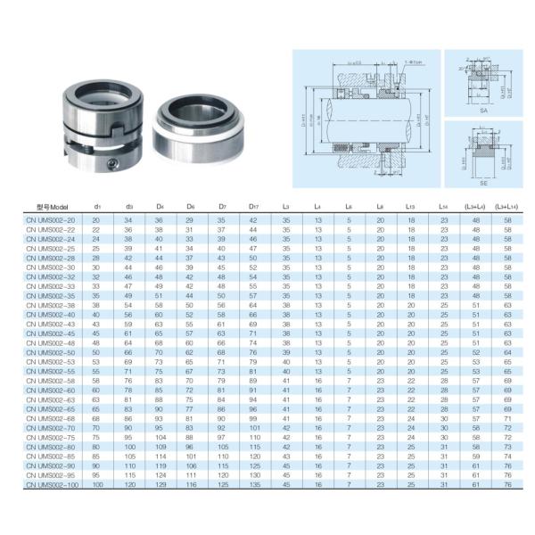 Одиночная водяная помпа Ак стороны разделяет КН УМС002 насоса уплотнения вала весен многократной цепи механический
