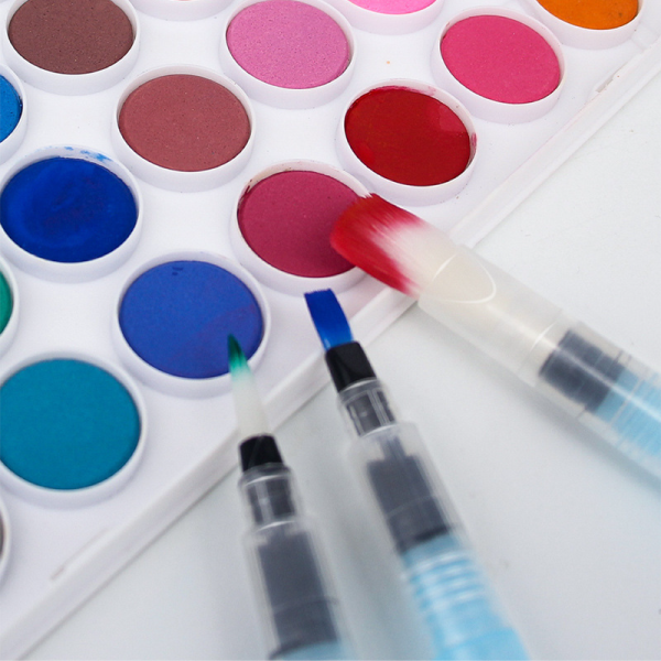 Wholesale 6pcs portable nylon hair watercolor empty brush OEM artist brush pens set for kids drawing