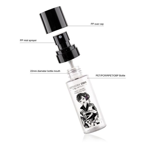 O pulverizador fino cilíndrico do plástico da névoa engarrafa uma cor de 2 onças personalizada com tampas
