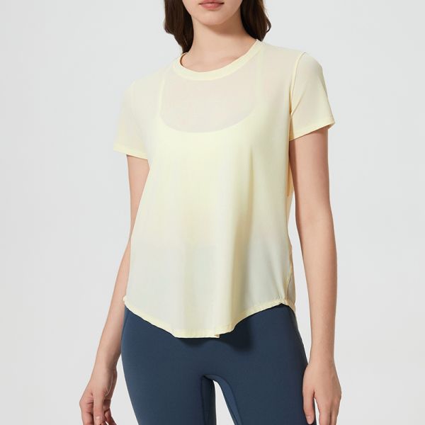 Quick Dry Short Sleeve Tee Yoga Activewear Breathable Lightweight for Outdoor Fitness