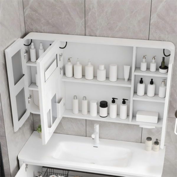 Kingstin Modern Smart Bathroom Mirror, Storage Cabinet with LED Lighting & Anti-Fog Function (Custom Size)