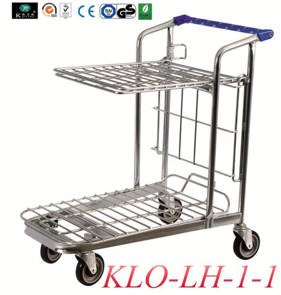 Colored Coating Metal Warehouse cargo Carry Trolley with swivel or rear fixed casters