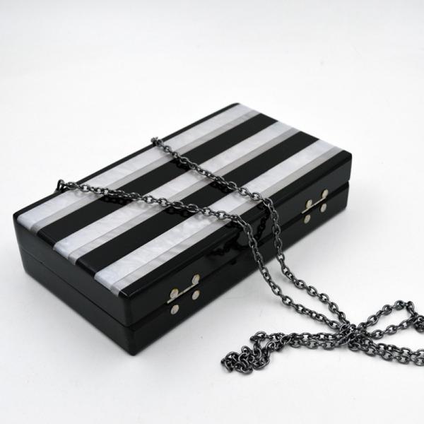 Resin Acrylic Formal Handbags And Clutches With White And Black Strip